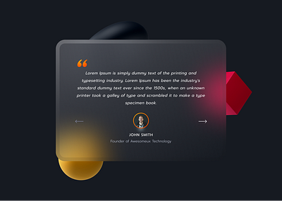 Testimonials (Day 039) 039 3d 3d art clean dark dribbble glassmorphism graphic design neumorphism ui testimonials trend ui uiux ux