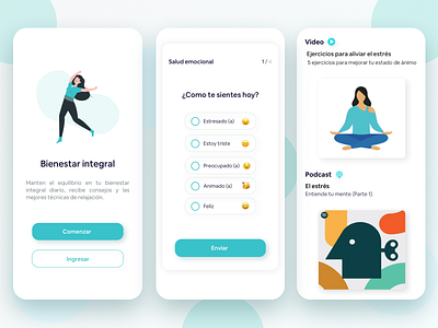 Bienestar integral app design ios minimal mobile responsive ui