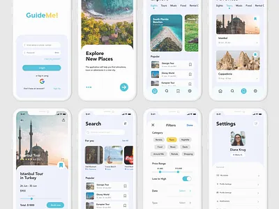 Guideme! Travel App Design app design figma logo ui ux