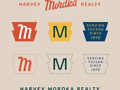 Mordka Realty badges badge brand branding custom script design icon identity illustration lettering linework logo type