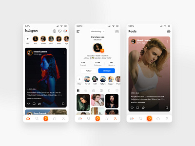 Instagram - Redesign Concept instagram instagram post instagram stories lightmode mobile app redesign concept social app social media ui user experience user interface ux