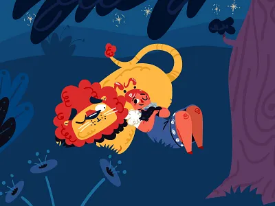 The Wizard of Oz 03 animation book character dorothy flat illustration kids book lion night sleep toto vector wizard of oz woods