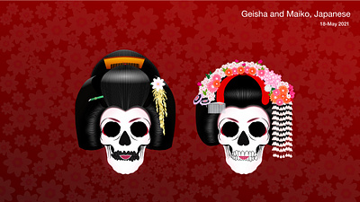 Geisha and maiko - Female Japanese performance artists adobe xd adobexd ancient geisha illustration illustrations japan japanese japanese art maiko performance art skull traditional