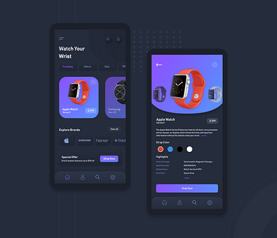 Watch Your Wrist Online watch store - Mobile app adobe xd app branding design interface design ui ui ux design ux