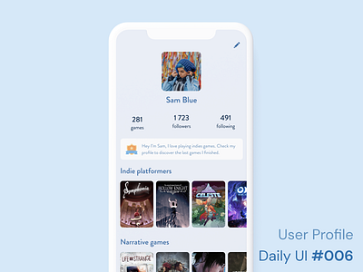 Daily UI 006 - User Profile 006 dailyui dailyui 006 game profil gamer gamers games mobile app mockup profile profile design symphonia user user page user profile ux ux ui