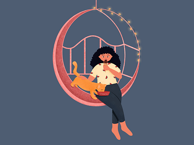 Letter Q 36dayoftype 36daysoftype2021 alphabet cat character digital illustration flat girl illustration letter q pet q treat