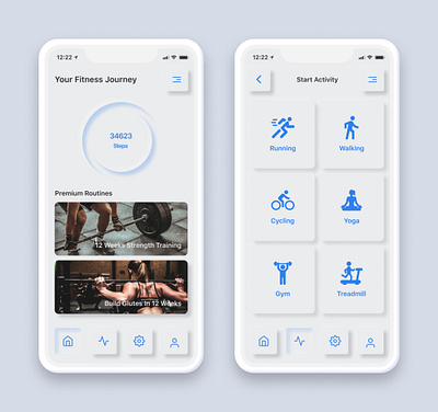 fitness app mockups neumorphism ui productdesign ui ui design ux uxdesign
