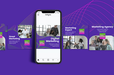 Marketing Instagram Posts & Stories advertising branding color design instagram instagram banner instagram post instagram post template instagram posts instagram stories instagram story template instagram template instagram templates social media social media template stories story template templates