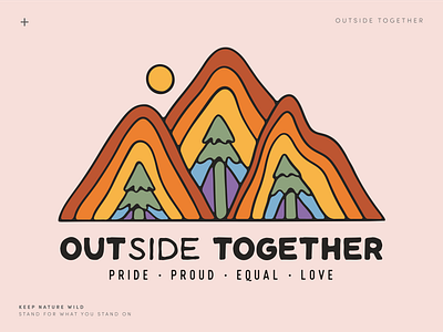 OUTside Together PRIDE design illustration landscape landscape illustration mountain nature outdoors outside pride pride month procreate rainbow together