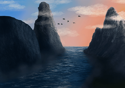 Rocky Ocean Landscape art concept art illustration ocean texture