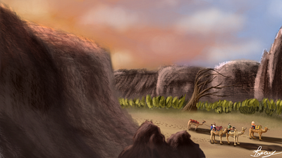 Riding in the Desert Sunset art concept art illustration storytelling