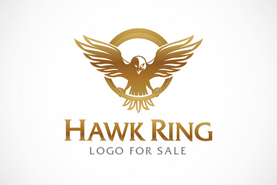 Hawk Grasps The Ring Logo Design bird elegant falcon fly hawk luxury ring wings