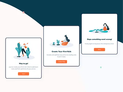 Illustrations for a SaaS Price Analytics Tool error message illustration modal popup product design saas ui ux