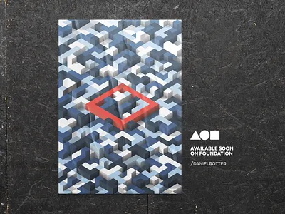 redsquare (get lost) cryptoart design foundation illustration isometric minimal nft nftart poster posterdesign tetris vector vectorart