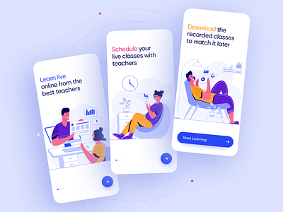 Live Classes App - Onboarding app app design colors education illustration learning live classes onboarding online classes walkthrough