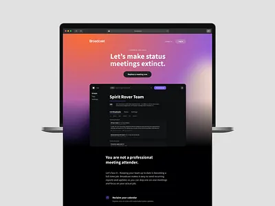 homepage hero broadcast gradient landing page message app product productivity tech web web design