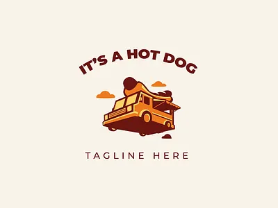 Hot Dog Truck 3d air bread car cloud creative fast food fastfood fly food hot dog hotdog logo modern sausage simple sky truck