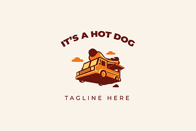 Hot Dog Truck 3d air bread car cloud creative fast food fastfood fly food hot dog hotdog logo modern sausage simple sky truck