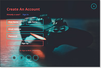 Gaming Site Sign Up Page branding design ui web