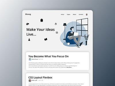 Blog Website- Concept adobe adobe xd blog design frontend illustration ui ux web