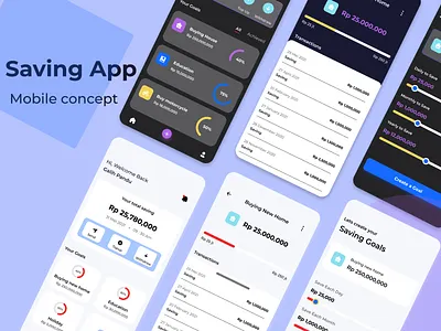 Saving App dark theme e wallet financial app financial planning light mode saving app uidesign uikit