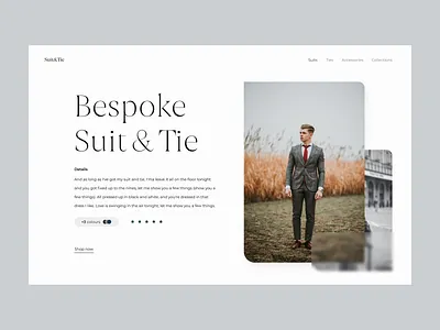 Suit and Tie branding ecommerce header hero home landing page minimal typogaphy ui ux