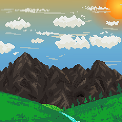 Mount Skai design illustration mountain nature art pixel art sunset