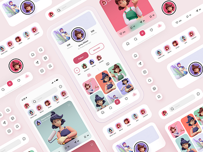 Instagram Concept App Design 3d 3dillustration branding design designer dribbble figma figmadesign insta instagram topui ui