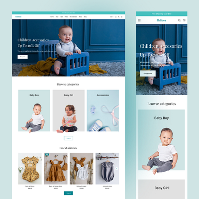 Odibee Kids - Ecommerce Website Design agency baby clothes branding ecommerce shop fashion homepage interaction kidsstore landing page responsive design shop shopify shopping uitrend uiux