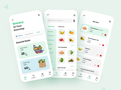 Grocery Mobile App app food food app groceryapp interface minimal mobile mobile app mobile apps mobile ui mobileapp mobileappdesign my cart project typography ui ui design uiux ux ux ui design