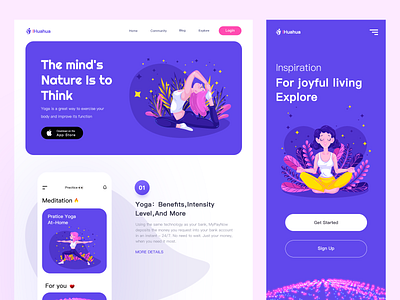 Fitness & workout landing page animation branding design exercise fitness fitness app illustration landingpage meditation minimal ux website workouts yoga