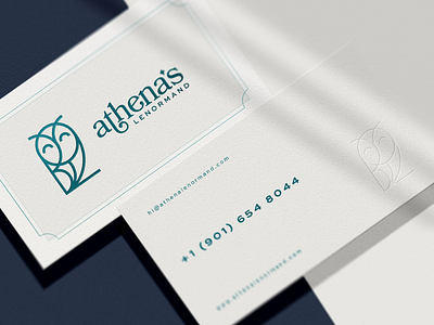 Athena Lenormand - Brand Identity - Stationary brand design brand identity branding businesscard digital art identity logo logomark minimalist logo mockup owl owl logo stationery