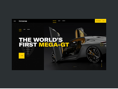 #01 Practice interface Koenigsegg car dark practice uiux webdesign