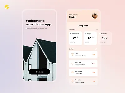 Smart Home App Design android app app app design automation clean clean ui comfortable concept controler design design concept indicators ios app personalized smarthome switches ui user friendly ux welcome page