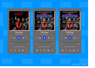 Music Player app daily 100 challenge daily100challenge dailyui dailyuichallenge design michaeljackson music music player musicplayer song songs thriller ui