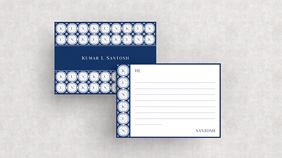 Kumar L Santosh Postcard Design 3d art blue branding business clean design flat graphic design luxury minimal modern navy blue pattern personal branding postcard renders stationery typography white