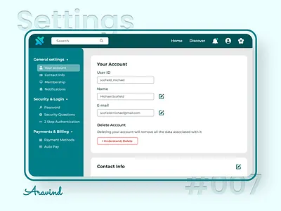 Settings screen | Daily UI 007 account app daily ui daily ui 007 dailyui dailyuichallenge design product design settings settings page settings ui ui uiux ux uxdesign