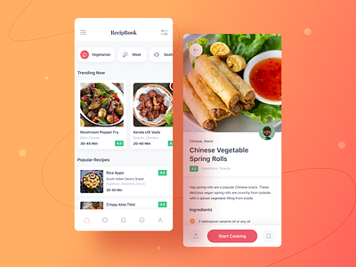 Food Recipe App app dailyui food app food app design food app ui food application food apps indian minimal mobile app recipe recipe app recipe book recipes snacks ui ux