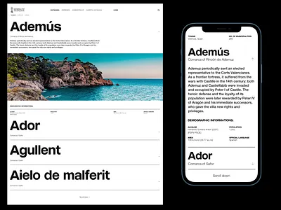 Generalitat Valenciana Website - Town Catalogue design designsystem minimal poster design typography ui ui ux design ui design ui design ux design ui ux designer userinterfacedesign web design