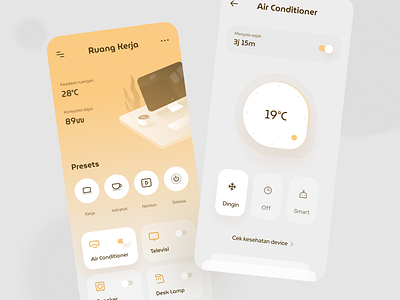 Smarthome App Exploration air conditioner app cards dashboard device home icons illustration ios mobile pie smart smarthome stats wiffi