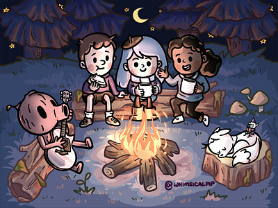 just a normal night with friends children book illustration cute digital art digital illustration fanart hildatheseries illustration