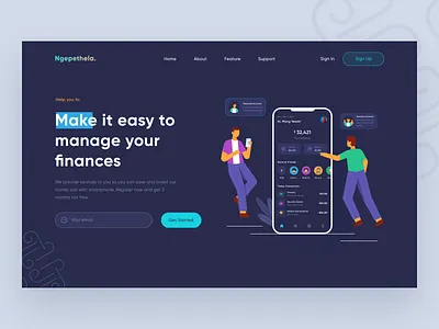Header Finance Design branding clean ui daily dark theme design finacial management finance flat illustrator illustration ui ui design uiux ux webdesign