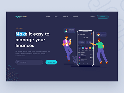 Header Finance Design branding clean ui daily dark theme design finacial management finance flat illustrator illustration ui ui design uiux ux webdesign