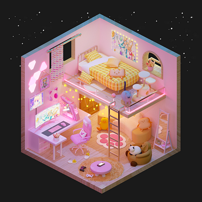2.5D小房子 c4d