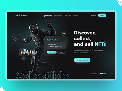 NFT Bazar UI Design 💎 branding clean ui collectible cryptocurrency design designer designs icon illustration minimalism modern design nft typography uidesign uidesigns uiux uxdesign webdesign webdesigner webdevelopment