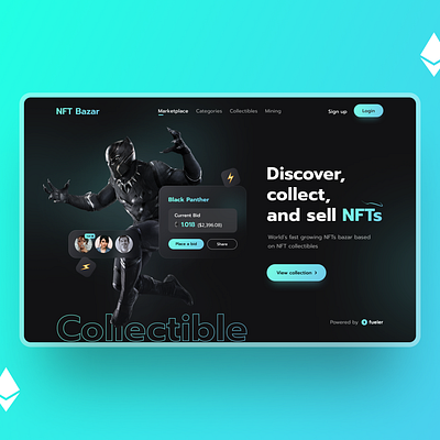 NFT Bazar UI Design 💎 branding clean ui collectible cryptocurrency design designer designs icon illustration minimalism modern design nft typography uidesign uidesigns uiux uxdesign webdesign webdesigner webdevelopment