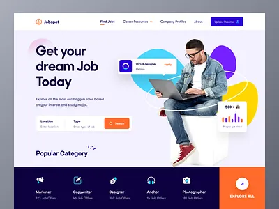 Job Finding Platform - Landing Page employee engagement employer employment homepage human resources job job application job board job listing landing page marketing mockup product recruitment recruitment agency typography ui ux web design website