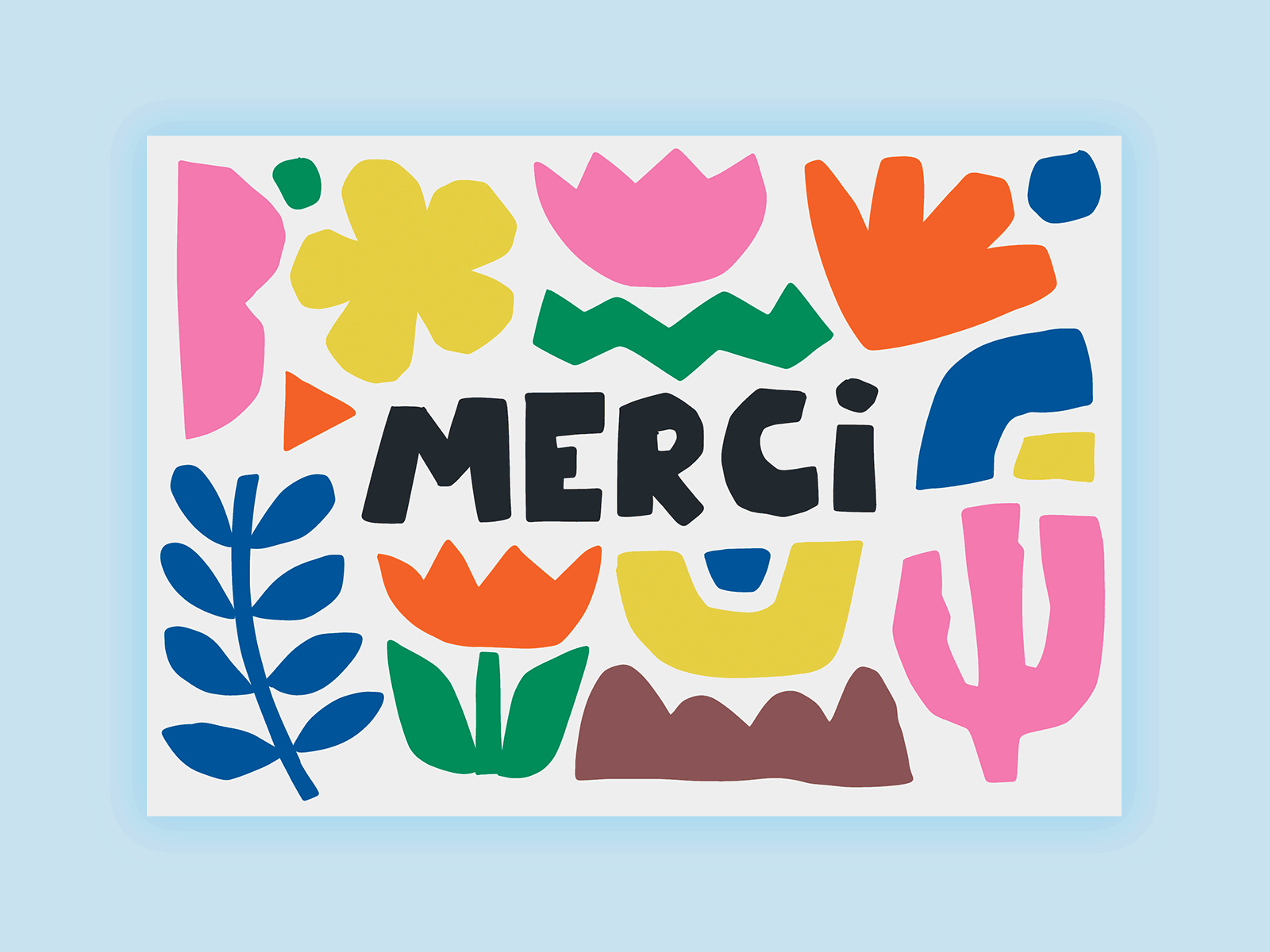 Merci! card geometric greeting hand lettering illustration lettering merci print procreate thank you