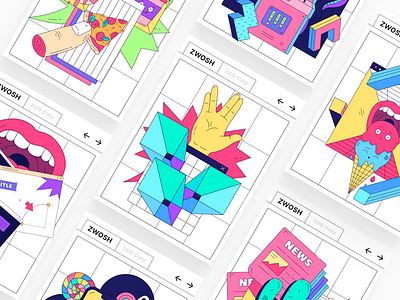 Zwosh 🍭 Illustration Constructor app branding constructor crazy design figma illustration landing pack poster sketch ui vector illustration website