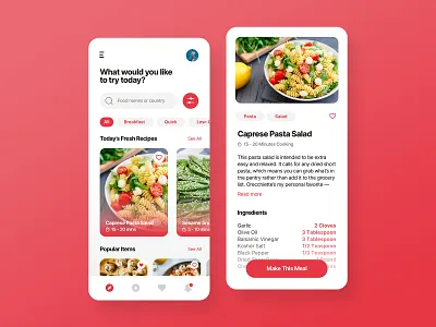 Food Recipes App UI Exploration mobile app mobile ui product design ui design user inteface user interface design